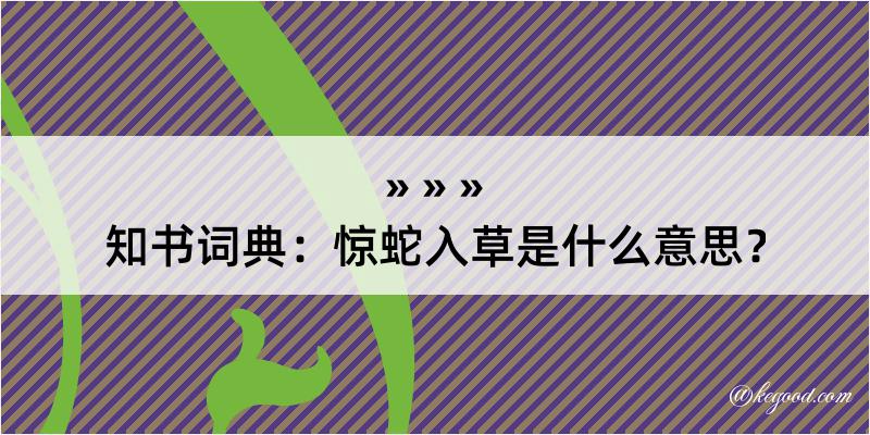 知书词典：惊蛇入草是什么意思？