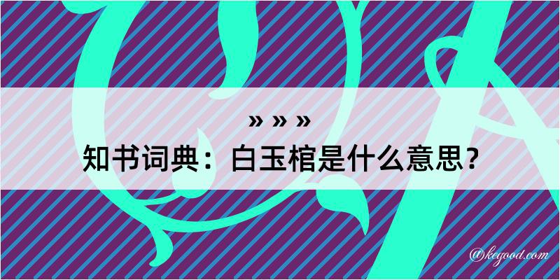 知书词典：白玉棺是什么意思？