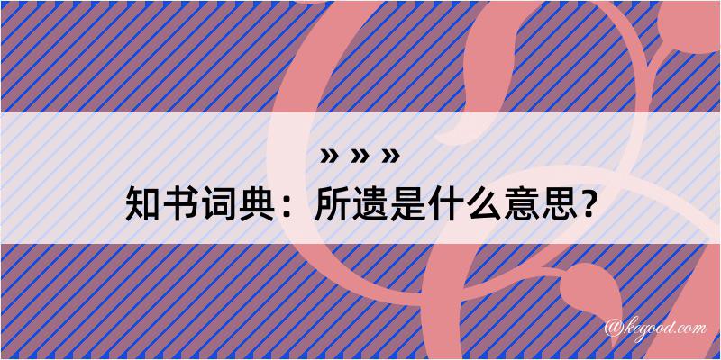 知书词典：所遗是什么意思？