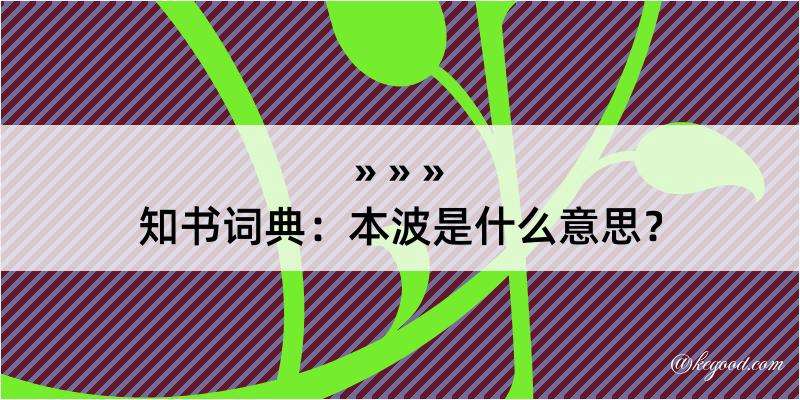 知书词典：本波是什么意思？