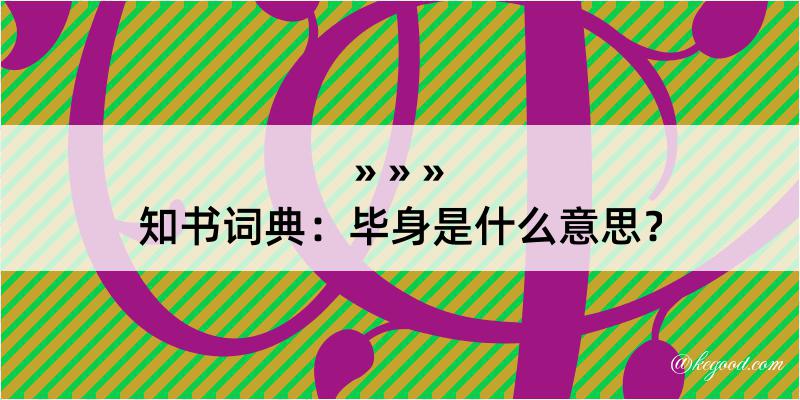 知书词典：毕身是什么意思？