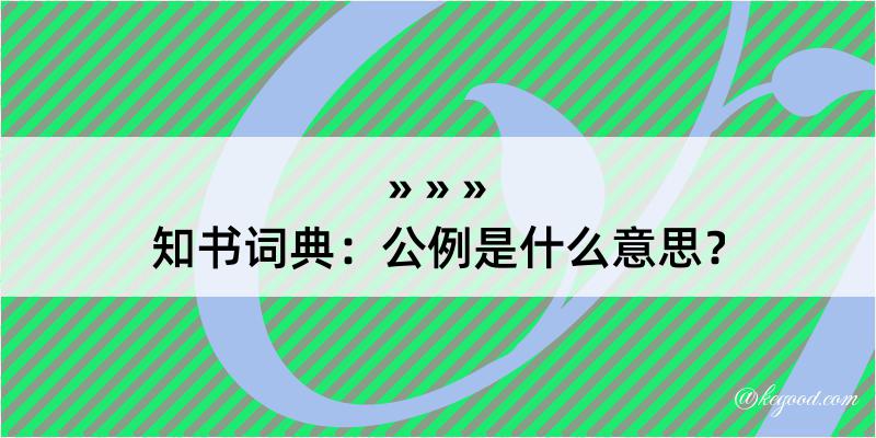 知书词典：公例是什么意思？