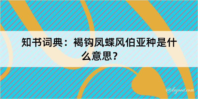 知书词典：褐钩凤蝶风伯亚种是什么意思？