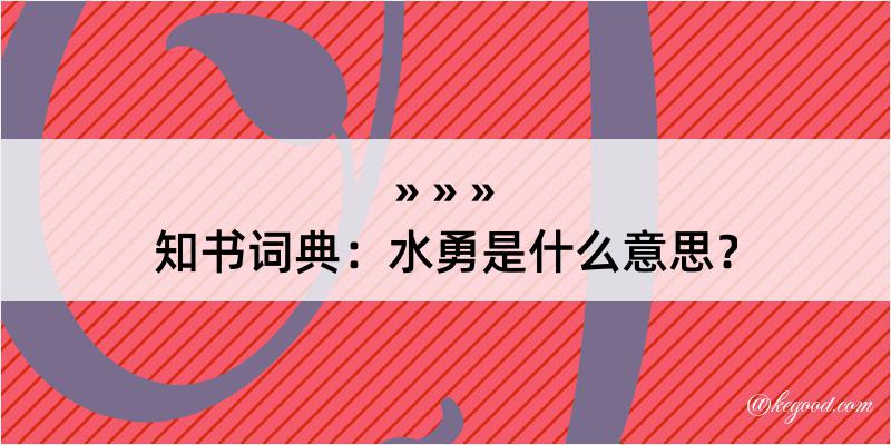 知书词典：水勇是什么意思？