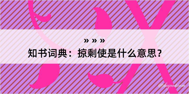 知书词典：掠剩使是什么意思？