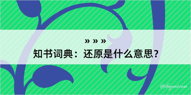 知书词典：还原是什么意思？