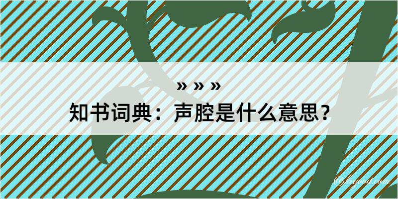 知书词典：声腔是什么意思？