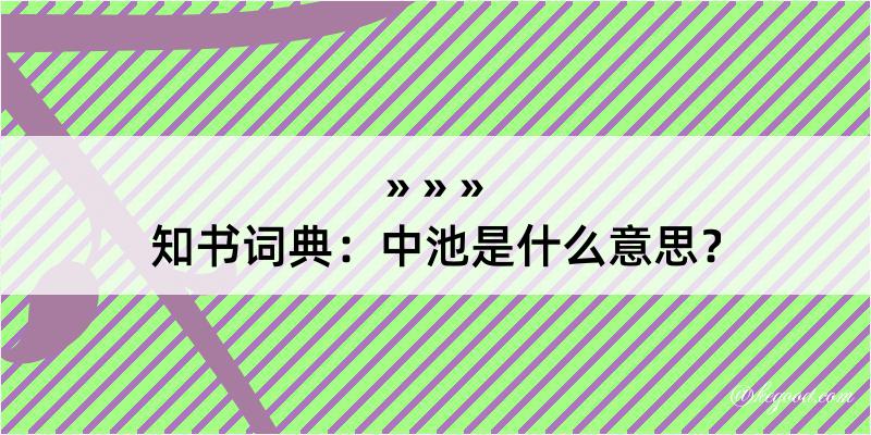 知书词典：中池是什么意思？