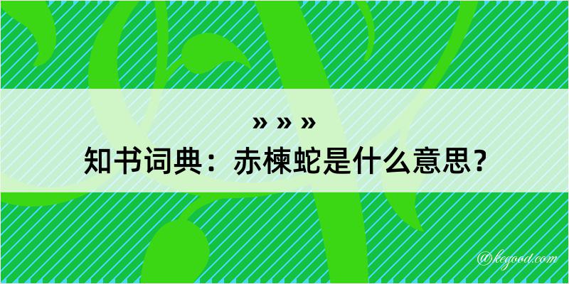 知书词典：赤楝蛇是什么意思？