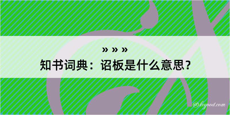 知书词典：诏板是什么意思？