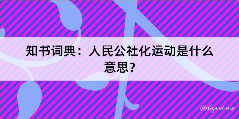 知书词典：人民公社化运动是什么意思？