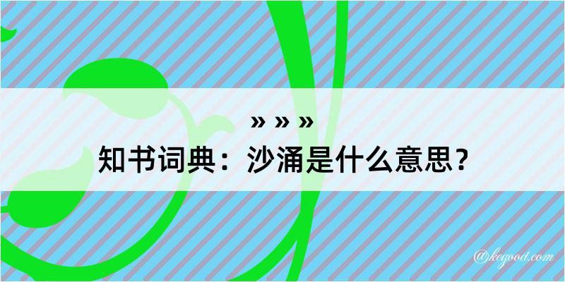 知书词典：沙涌是什么意思？