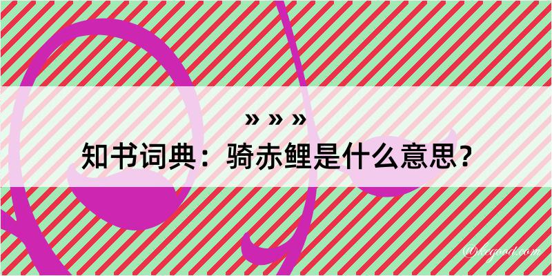 知书词典：骑赤鲤是什么意思？