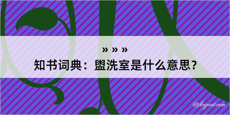 知书词典：盥洗室是什么意思？