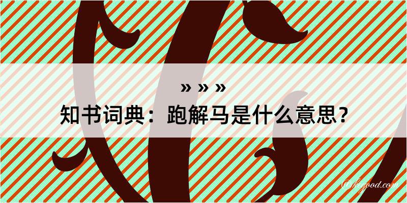 知书词典：跑解马是什么意思？