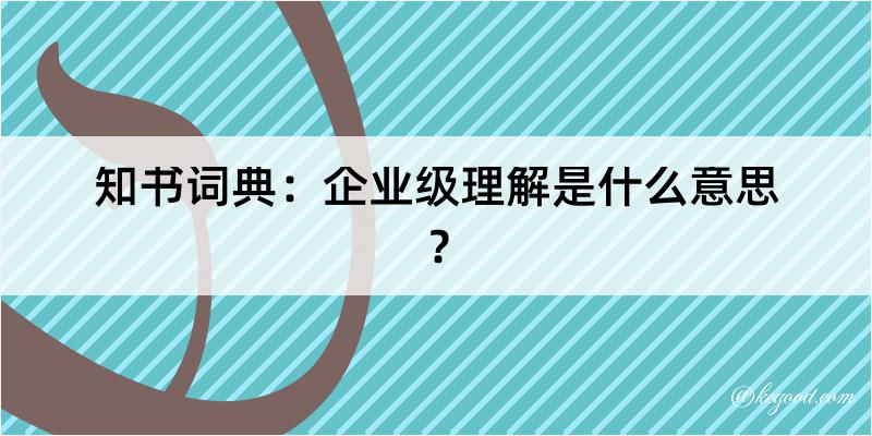 知书词典：企业级理解是什么意思？