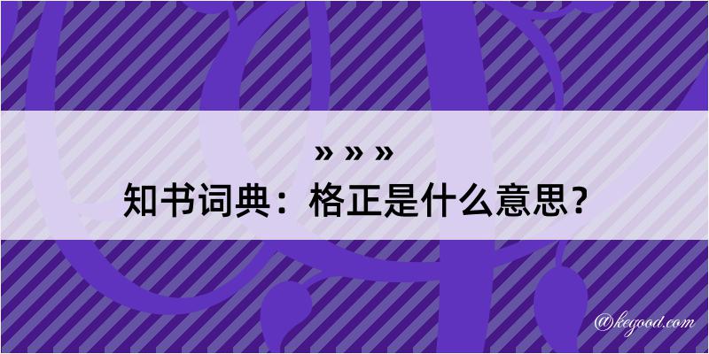 知书词典：格正是什么意思？