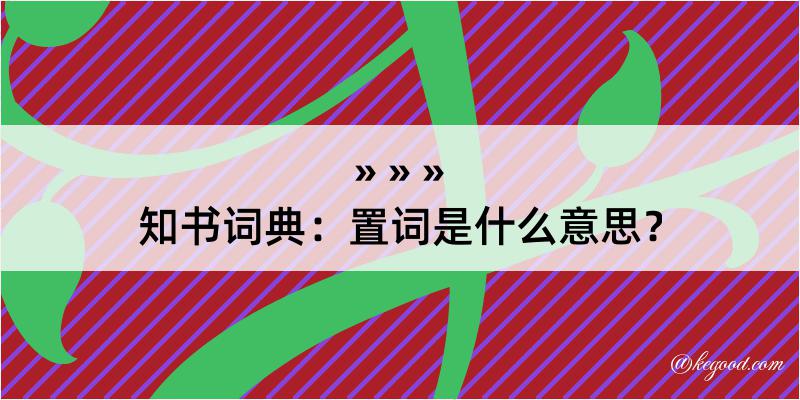 知书词典：置词是什么意思？