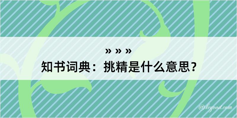 知书词典：挑精是什么意思？