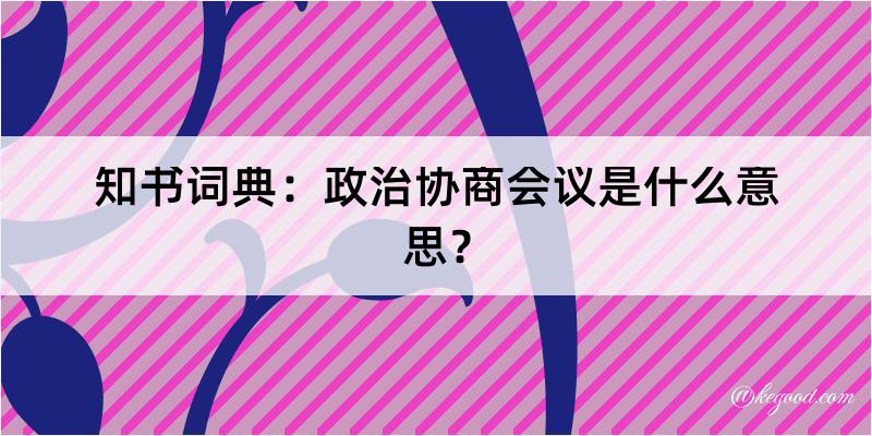 知书词典：政治协商会议是什么意思？