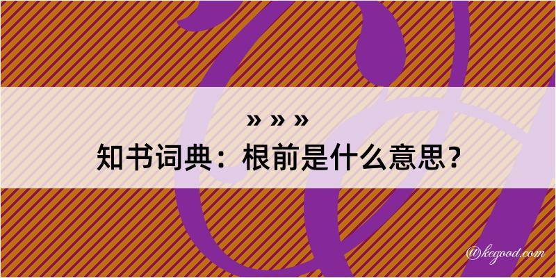 知书词典：根前是什么意思？