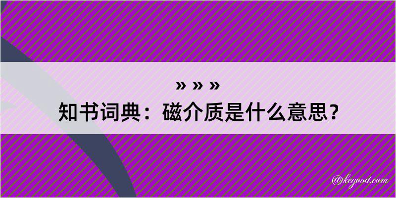 知书词典：磁介质是什么意思？