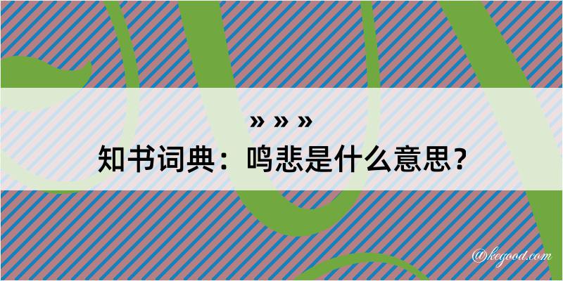 知书词典：鸣悲是什么意思？