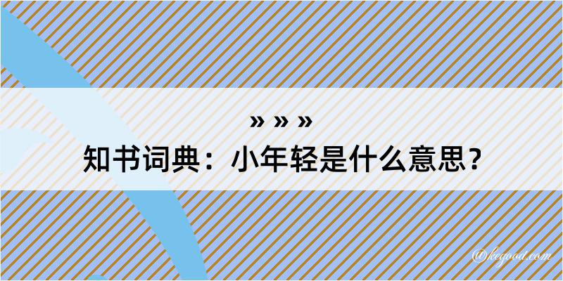 知书词典：小年轻是什么意思？