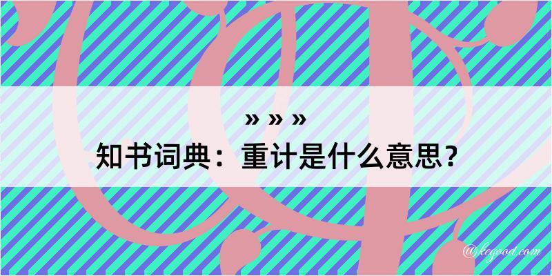 知书词典：重计是什么意思？