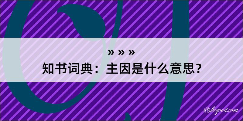 知书词典：主因是什么意思？