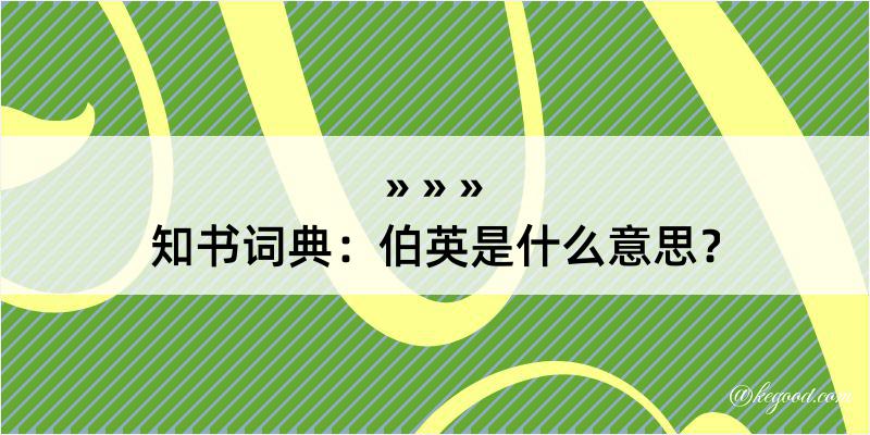 知书词典：伯英是什么意思？