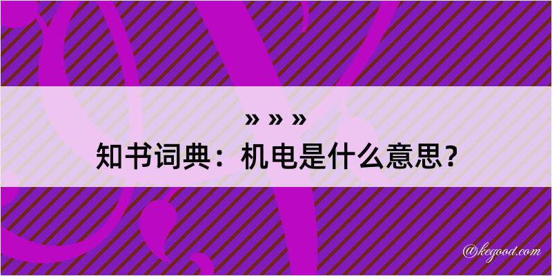 知书词典：机电是什么意思？