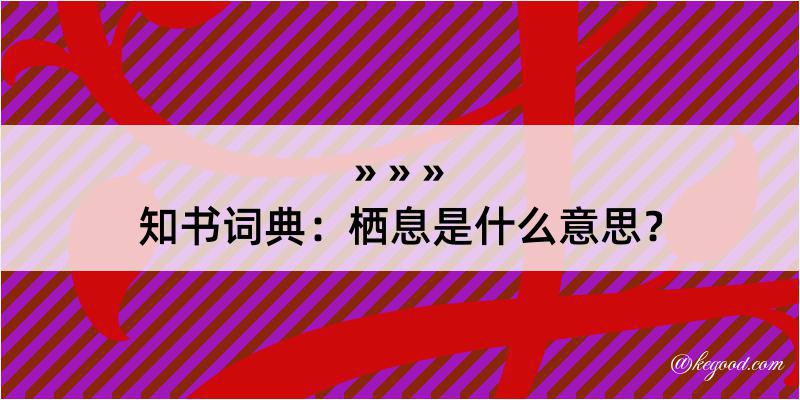 知书词典：栖息是什么意思？