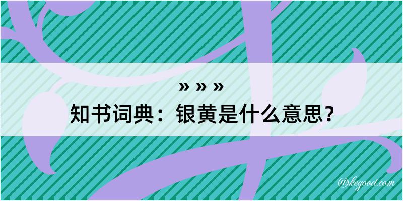 知书词典：银黄是什么意思？