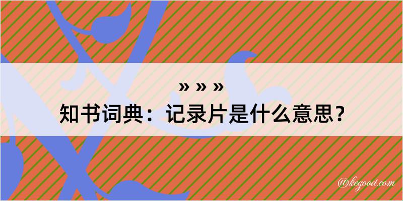 知书词典：记录片是什么意思？