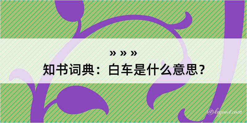 知书词典：白车是什么意思？