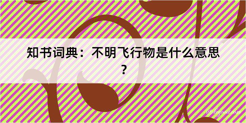 知书词典：不明飞行物是什么意思？