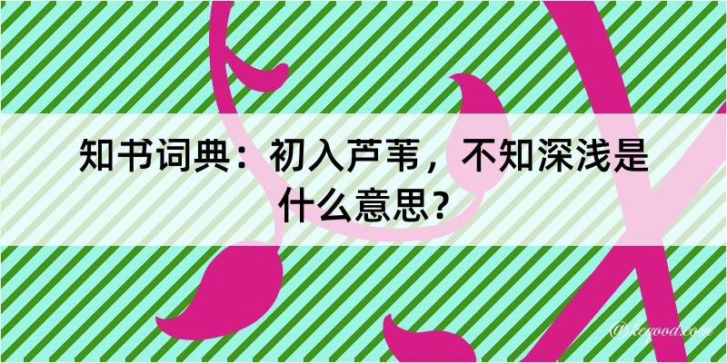 知书词典：初入芦苇，不知深浅是什么意思？