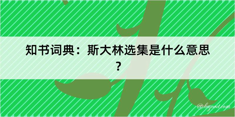 知书词典：斯大林选集是什么意思？