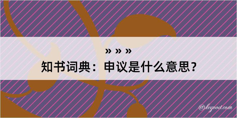 知书词典：申议是什么意思？