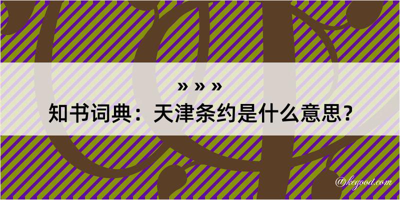 知书词典：天津条约是什么意思？