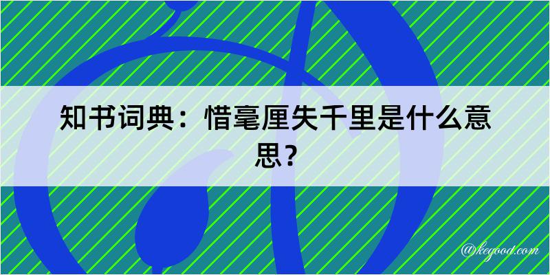 知书词典：惜毫厘失千里是什么意思？