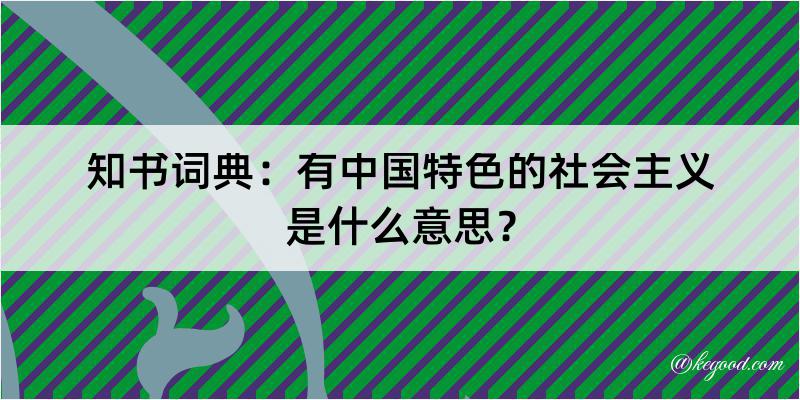 知书词典：有中国特色的社会主义是什么意思？