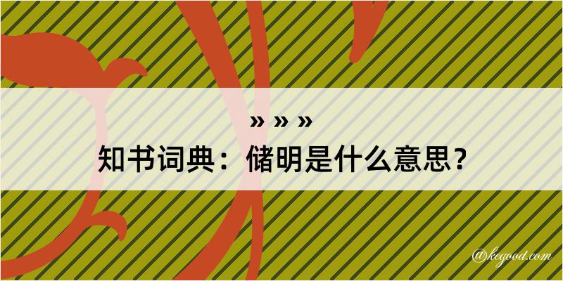 知书词典：储明是什么意思？