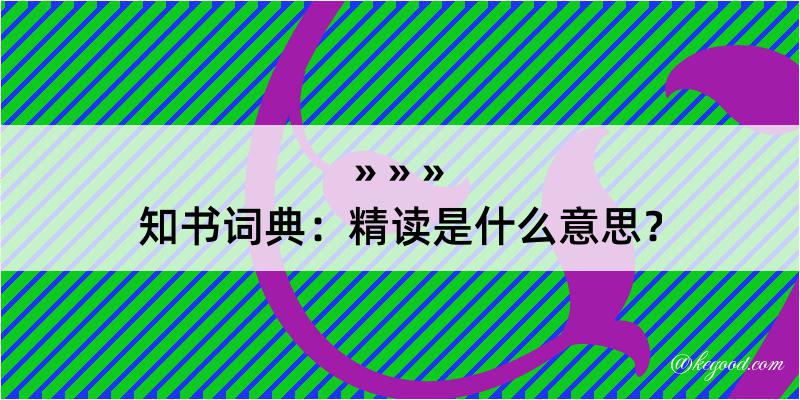 知书词典：精读是什么意思？