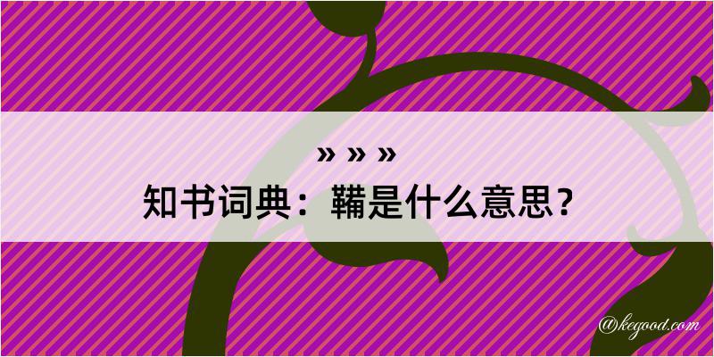 知书词典：鞴是什么意思？