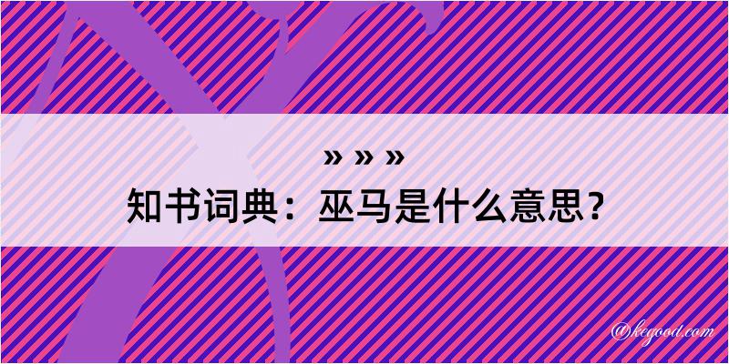 知书词典：巫马是什么意思？