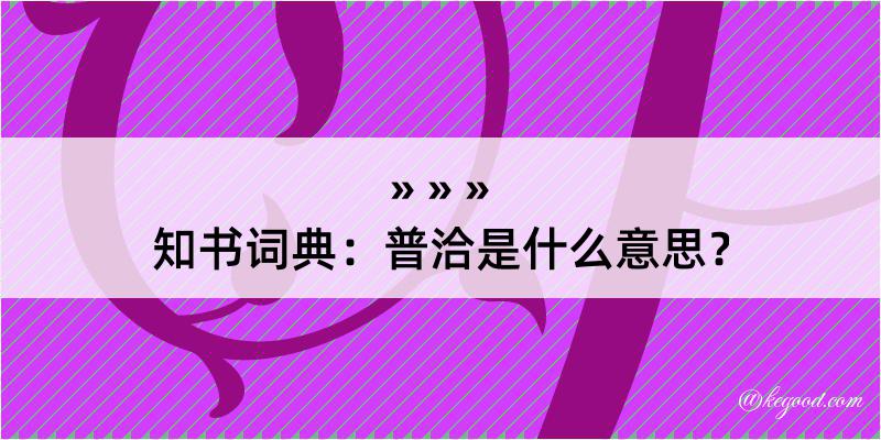 知书词典：普洽是什么意思？