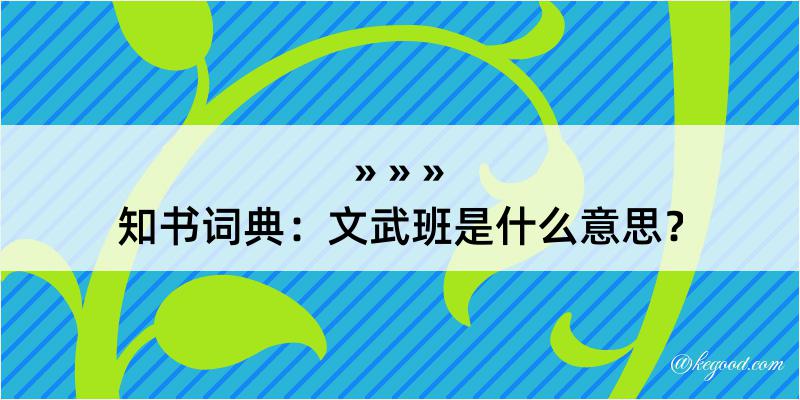 知书词典：文武班是什么意思？