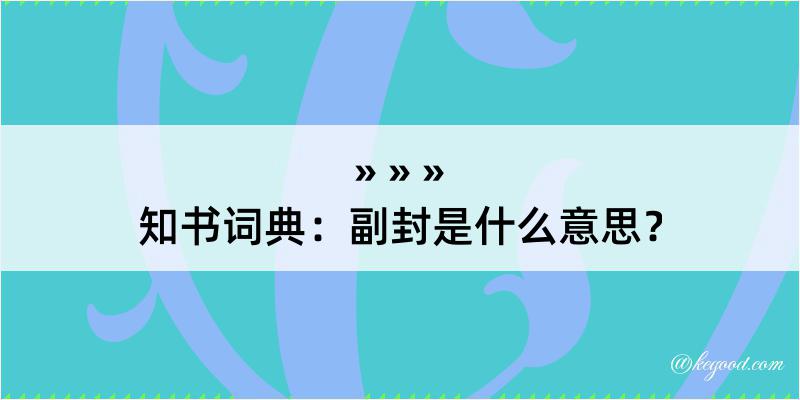 知书词典：副封是什么意思？